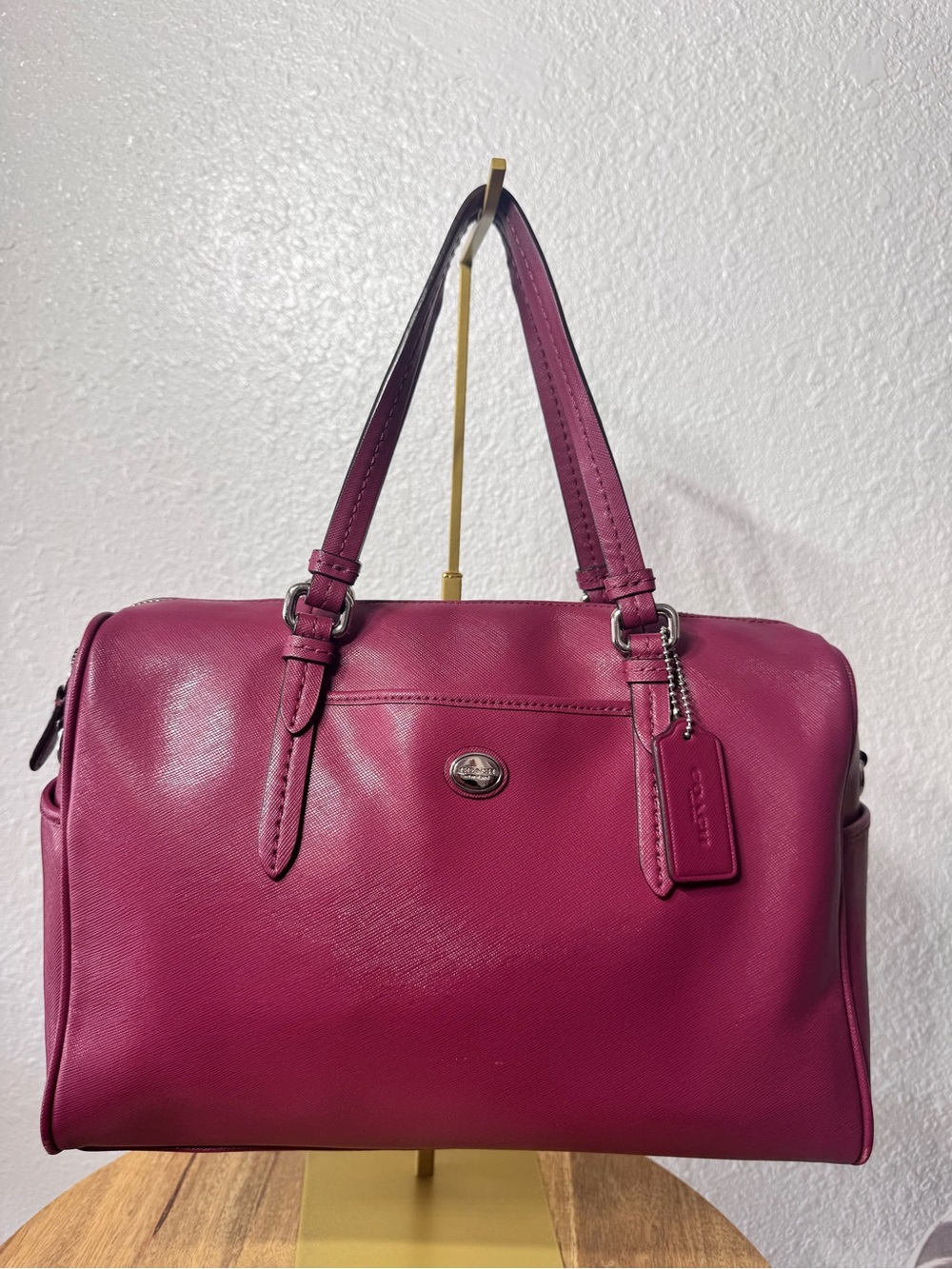 Coach Raspberry Leather Satchel - Picture 3 of 8